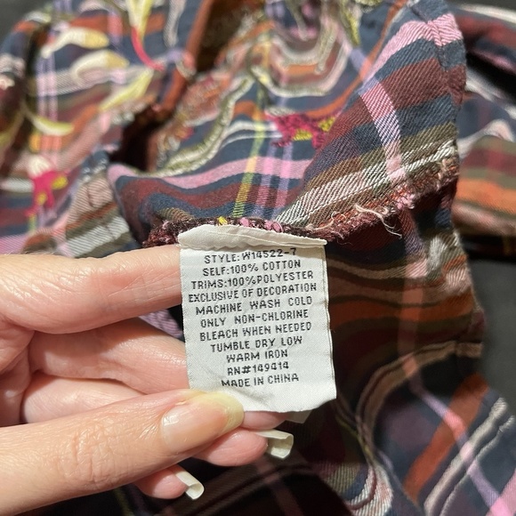 Johnny Was Womens Rosalva Paris Effortless Blouse Plaid Top Tunic Embroidered - Picture 10 of 10